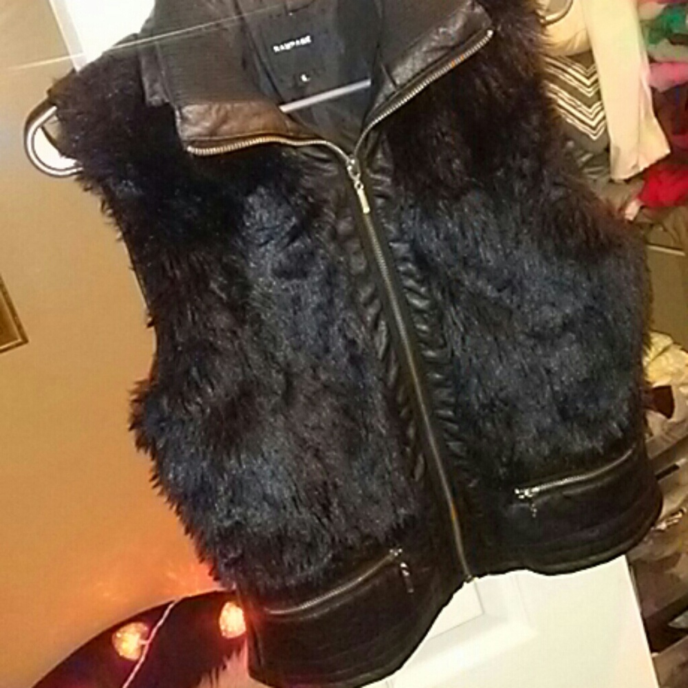 BEAUTIFUL black fur vest